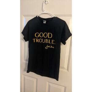 Good Trouble John Lewis Black Tshirt, Small with Gold Writing